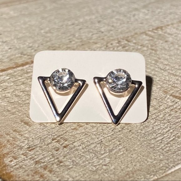 BOUTIQUE Jewelry - NEW 4/$20 Triangle Rhinestone Rose Gold Earrings STOCKING STUFFERS FOR HER SALE